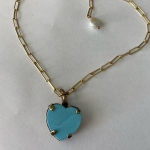 Vintage Heart Cabochon-Plated Gold Chain